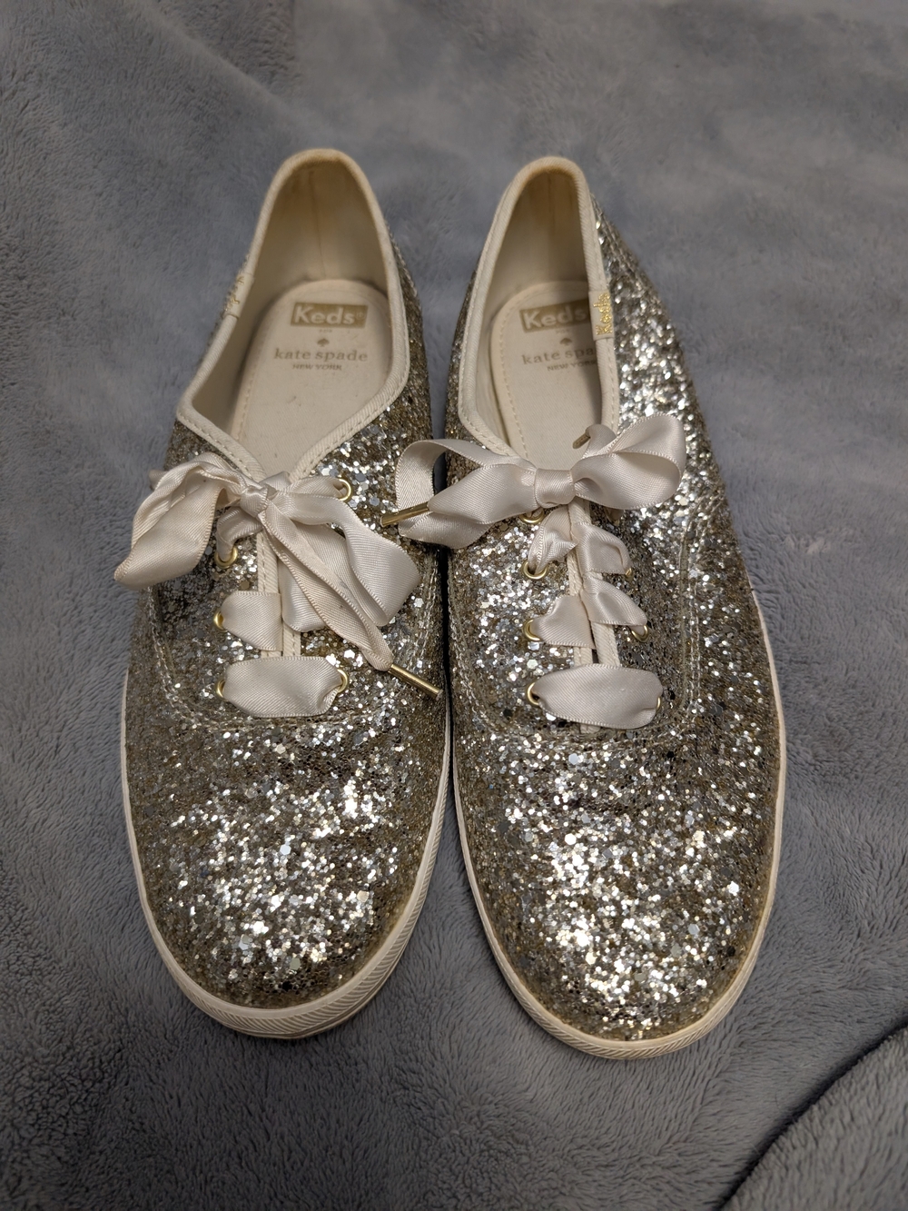 Keds x Kate Spade Silver Glitter Lace-Up Women's Sneakers